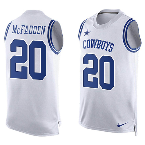 Men's Limited Darren McFadden Nike Jersey White - #20 Player Name & Number Tank Top NFL Dallas Cowboys